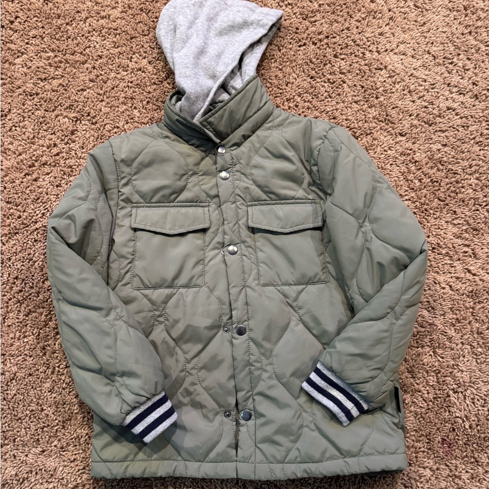 H&M Boys  Quilted Green and Gray Puffer Jacket size 6x-7